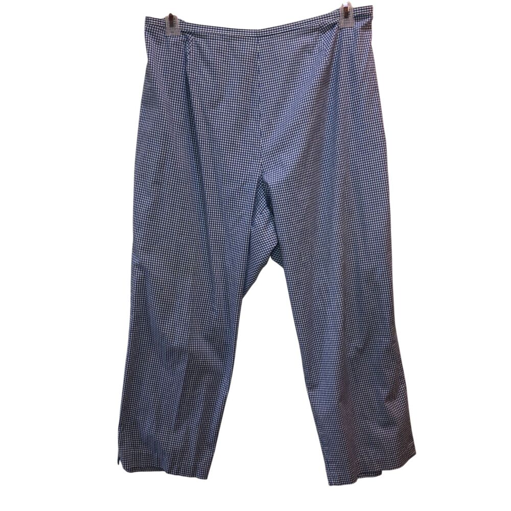 Vintage Gemilli Womens Size 2X Blue Gingham Check Straight Capri Cropped Pants
